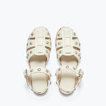Freda Salvador SERA fisherman sandal in dove white with studded strap and open toe design, stylish and casual footwear.