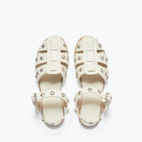 Freda Salvador SERA fisherman sandal in dove white with studded strap and open toe design, stylish and casual footwear.